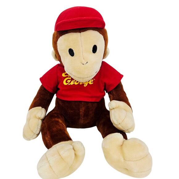 Jumbo Curious George Monkey Plush Toy Adventures Rare Red Cap Shirt Vintage 24" - Picture 1 of 7